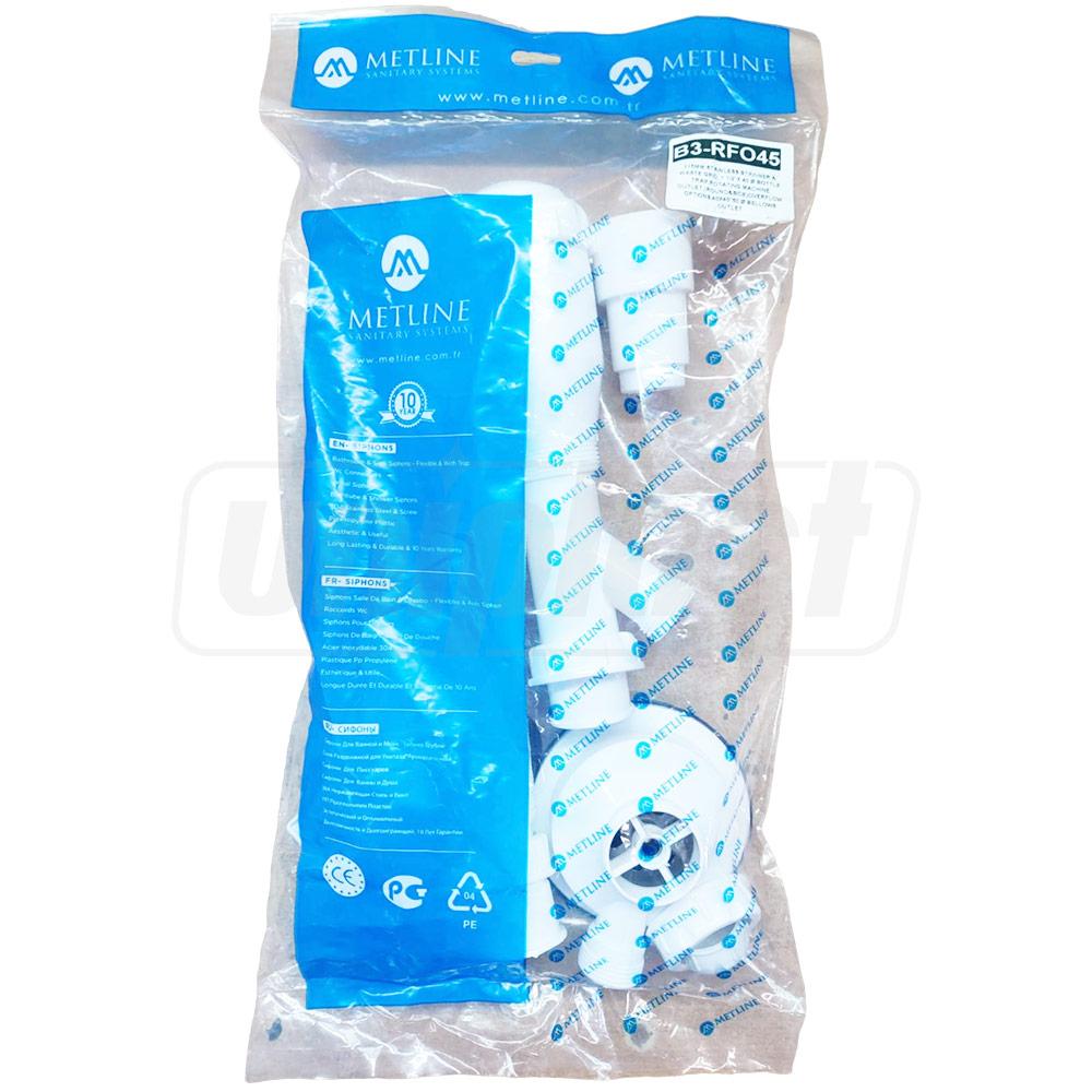 Sifon chiuveta tip "butelie" D. 1.1/2" x 40 cu 1 racord, preaplin si furtun gofrat 40/50  METLINE