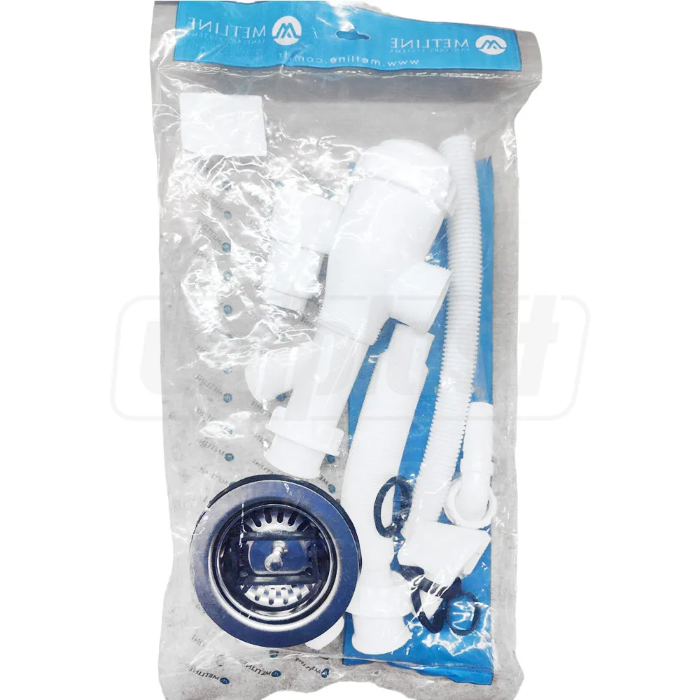 Sifon chiuveta tip "butelie" D. 1.1/2" x 40 cu 1 racord, preaplin si furtun gofrat 40/50  METLINE