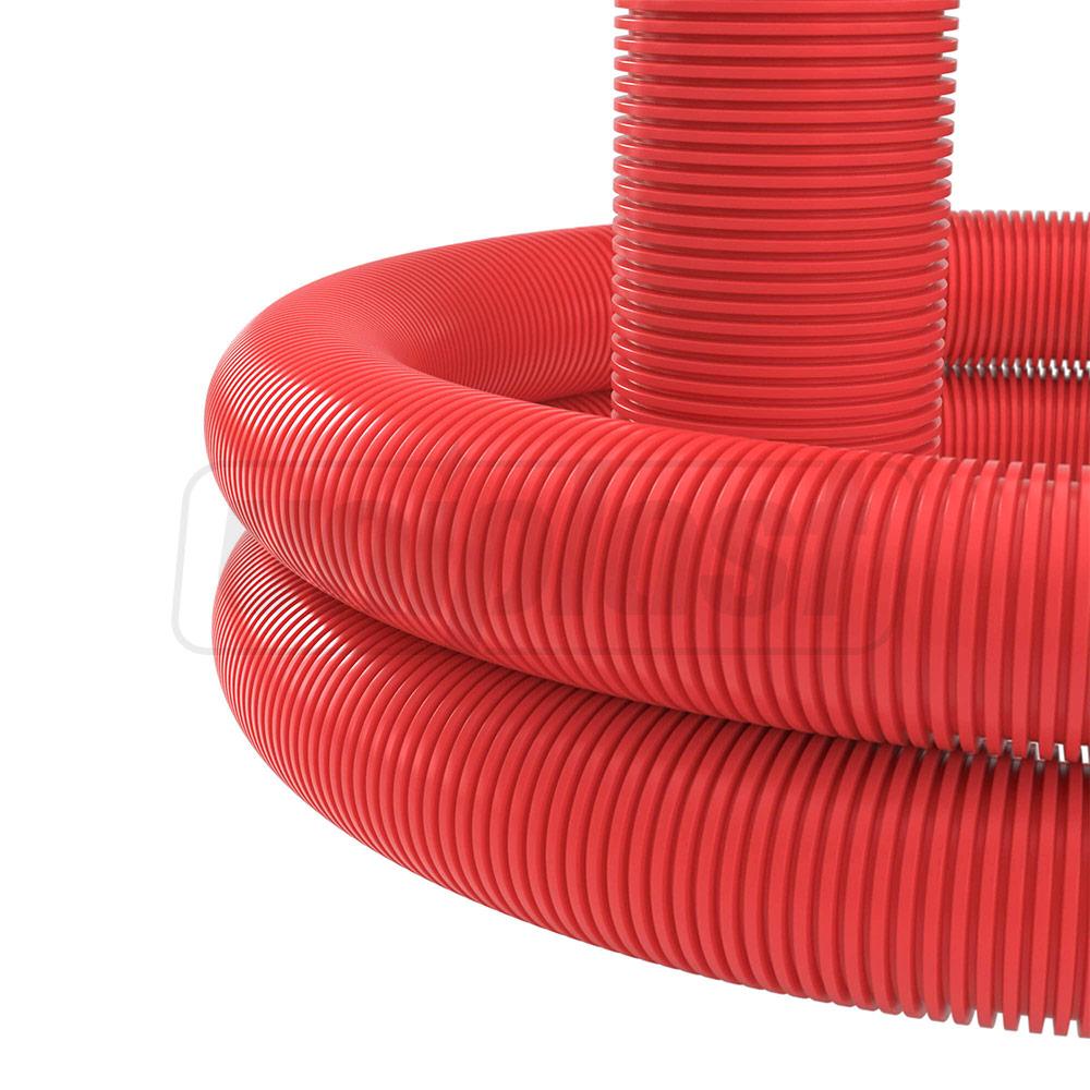 Труба D.160 (138 мм) для кабеля HDPE 450 N/m ELCOR, гофрированная, двухслойная (красная)