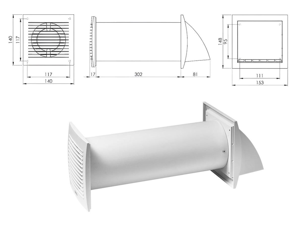 Recuperator de aer D.100 cu comutator ascuns EER100S EUROPLAST