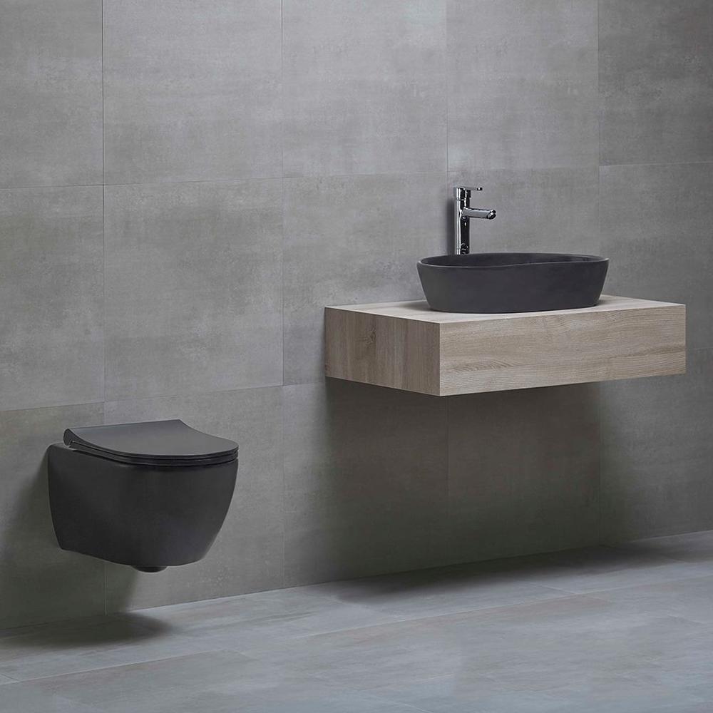 Унитаз подвесной с крышкой, с функцией БИДЕ KNIDOS (черный мат) EGE VITRIFIYE