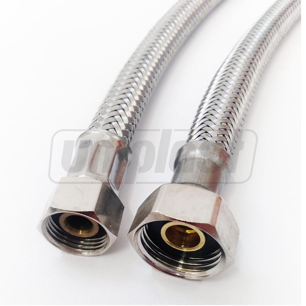 Шланг для воды гибкий L=1 м D. 1/2" х 3/8" М/М нержавеющая сталь Art. 100  REMER