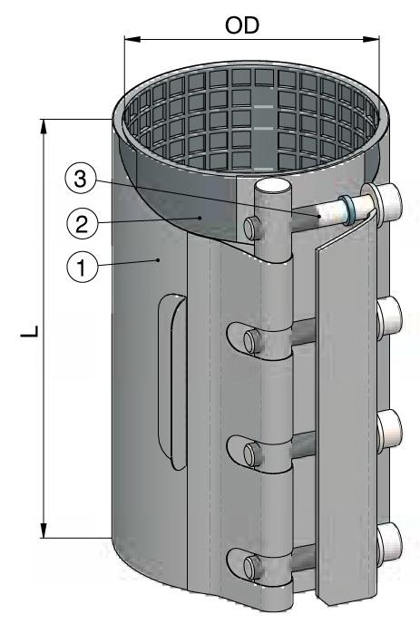 Colier reparatie D. 73-80 PN16 L=200 mm (single band)  WATO