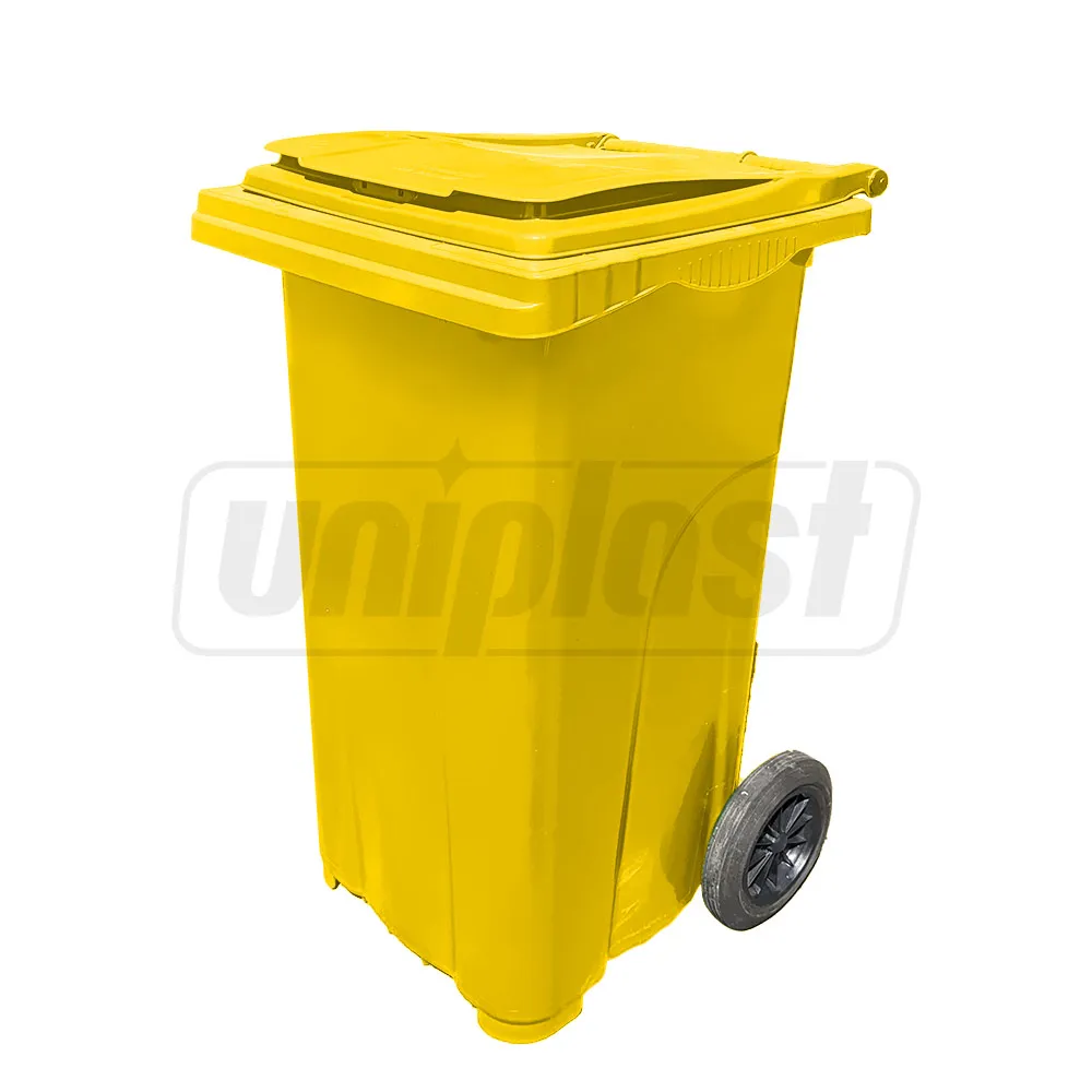 Cos HDPE pentru transportarea deseurilor  120 L pe roti (galben)  UNIPLAST TR