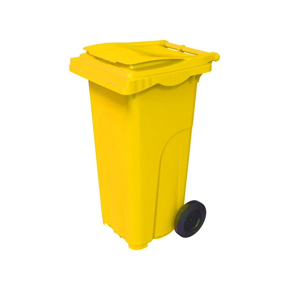 Cos HDPE pentru transportarea deseurilor  120 L pe roti (galben)  UNIPLAST TR