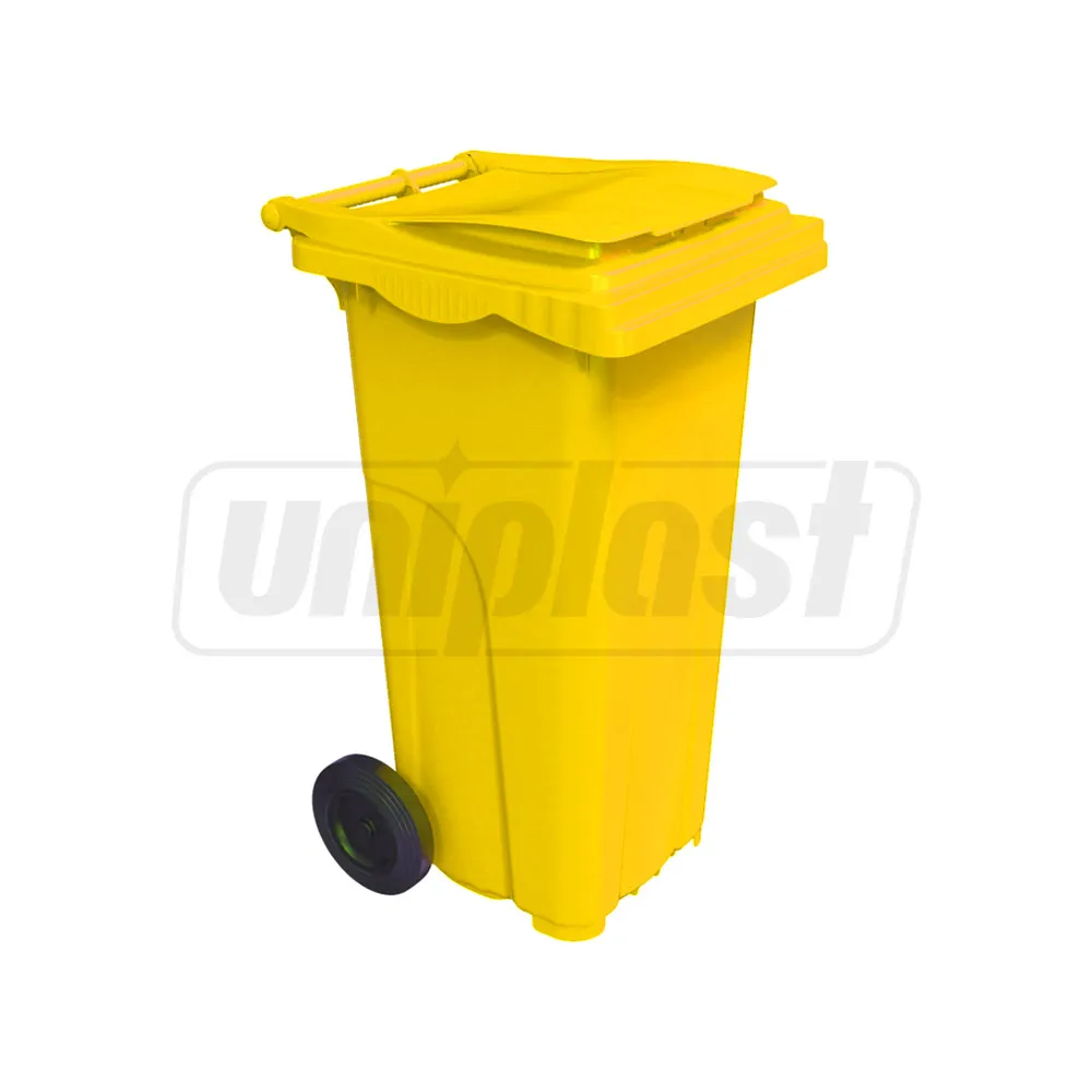 Cos HDPE pentru transportarea deseurilor  120 L pe roti (galben)  UNIPLAST TR