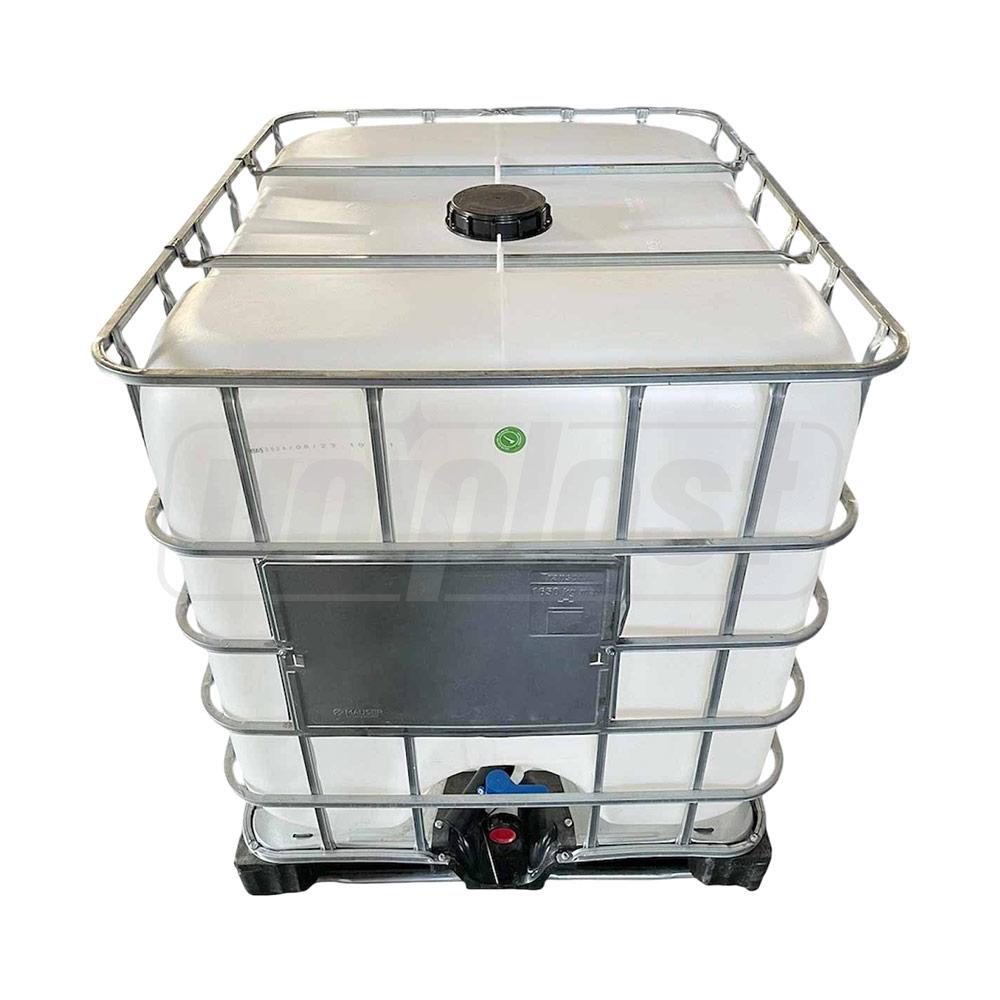 Rezervor cubic IBC 1000 L (alb) 1 m x 1 m x 1.2 m + robinet FI/FI D. 2" PIMTAS