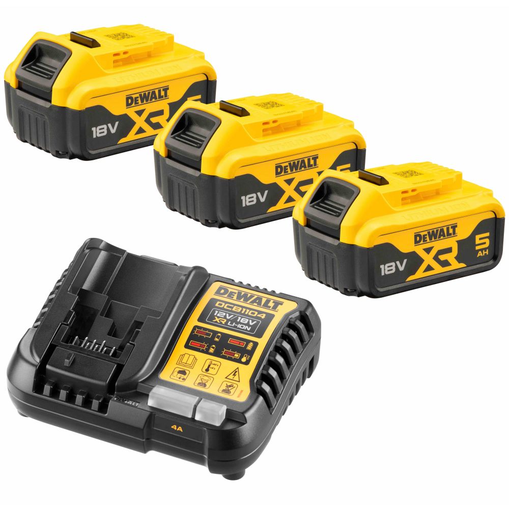 Incarcator acumulator DCB1104P3 Li-lon 12V/18V +3 acumulatoare Li-Ion 18V 5.0Ah  DEWALT