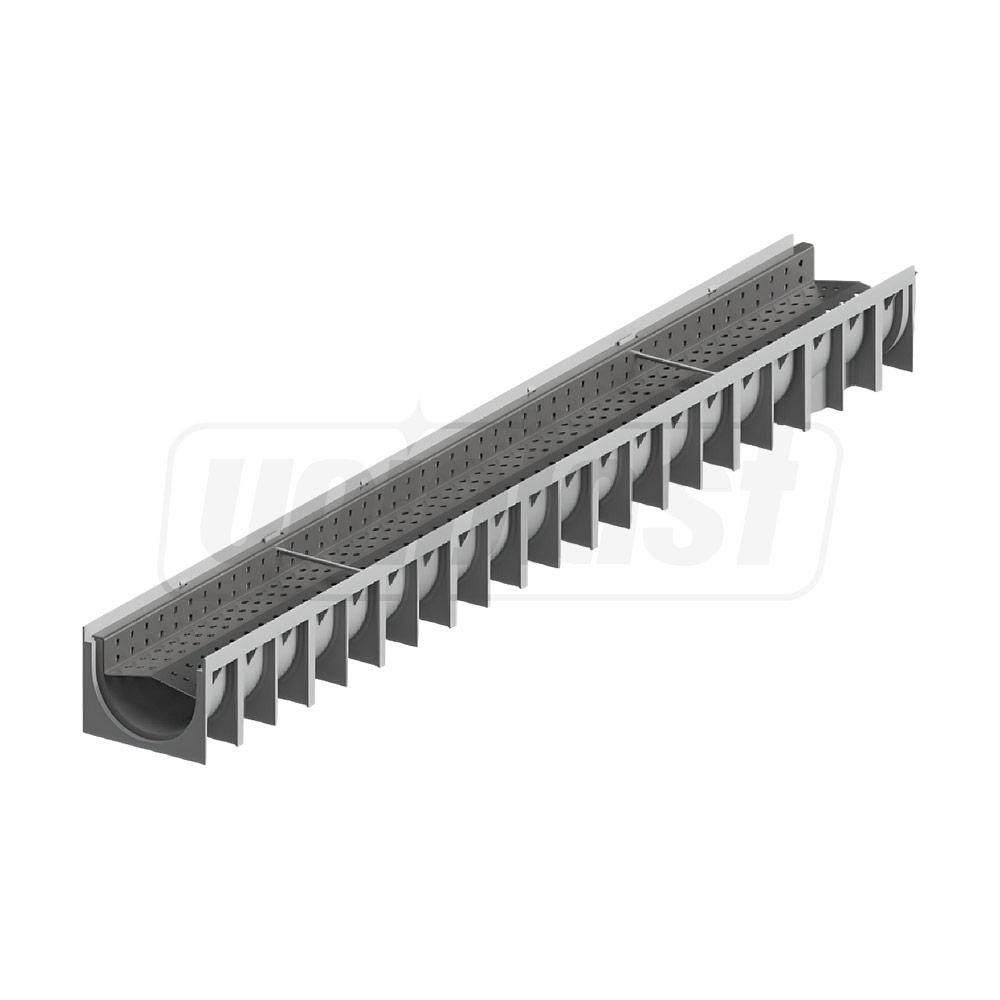 Решетка канализационная с лотком A15 HDPE для камней 4STONE 100x70x1000 мм EN1433 (D.110)  MUFLESYSTEM