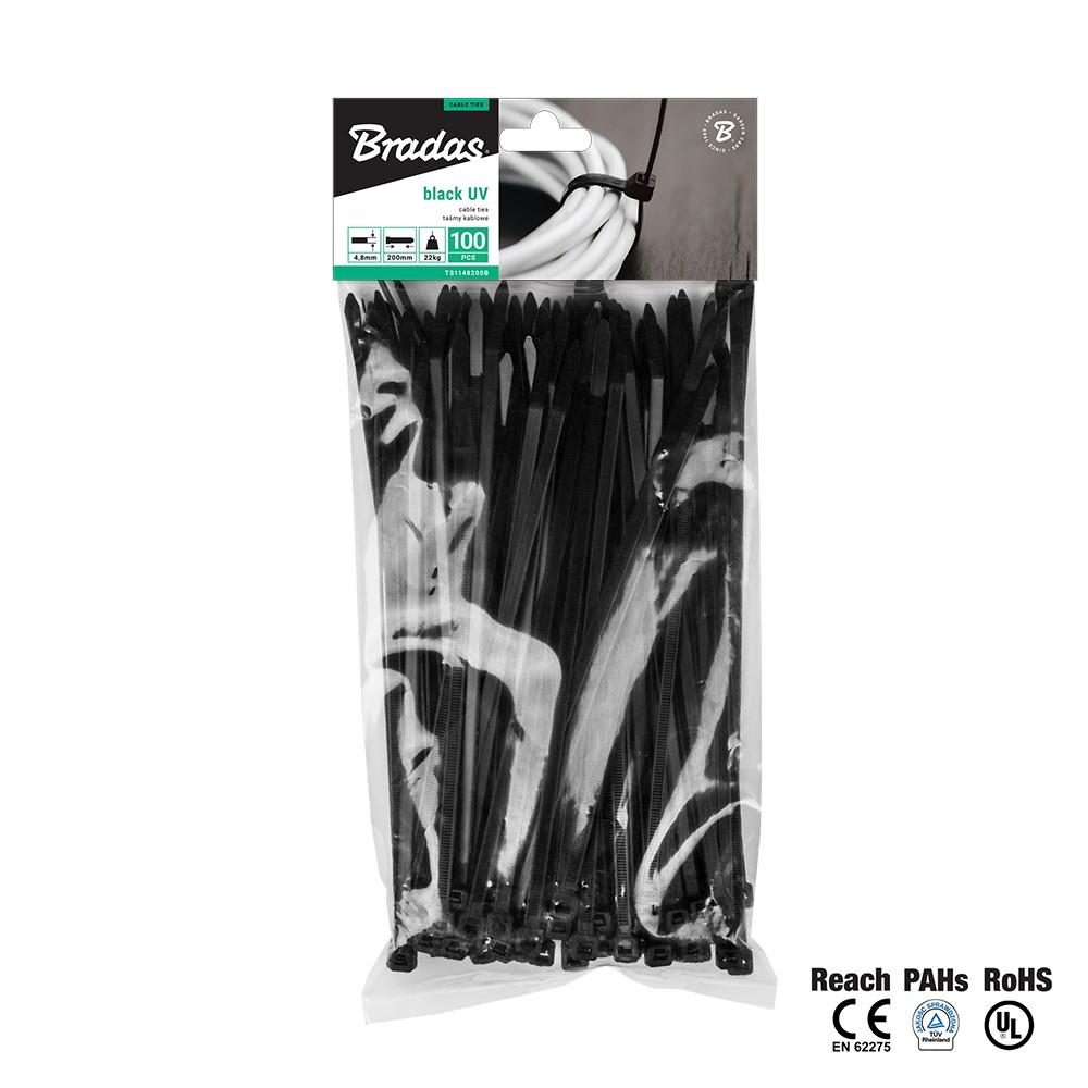 Coliere din nailon pentru cabluri 2.5 x 160 mm (negre) (100 buc.) BRADAS