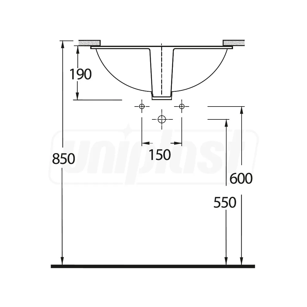 Умывальник под столешницу (круглый) 535 x 445 x 190 мм PINARA  EGE VITRIFIYE