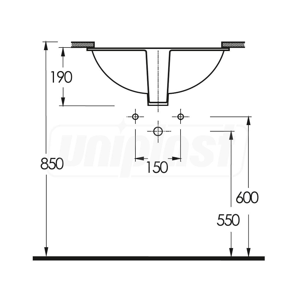 Умывальник под столешницу (круглый) 465 x 370 x 190 мм PINARA  EGE VITRIFIYE
