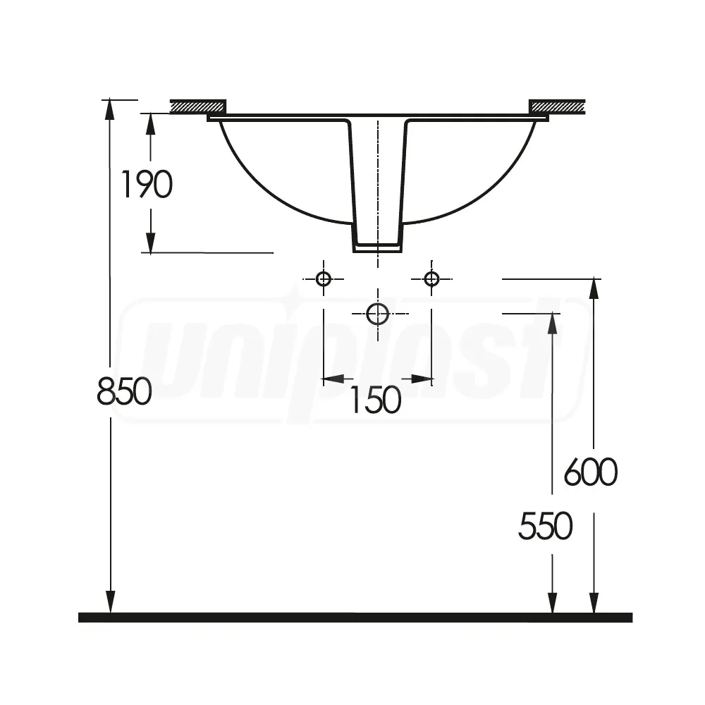 Lavoar rotund 465 x 370 x 190 mm PINARA  EGE VITRIFIYE