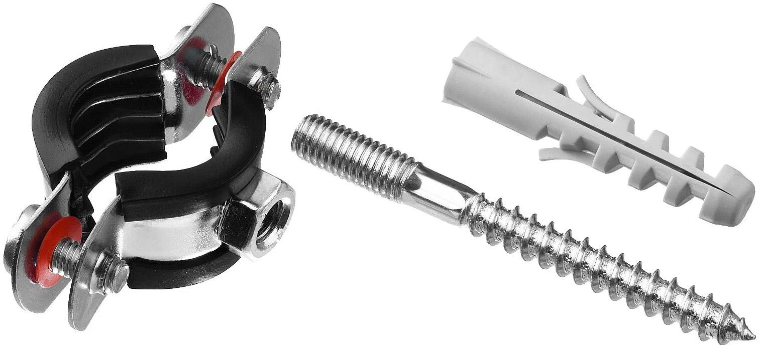 Colier metalic pentru teava cu garnitura din cauciuc si diblu (set) D. 50 mm - 2" (60-64 mm) M8 K