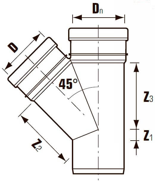 Тройник ПВХ D.160 x 160 / 45° (наружный) EL