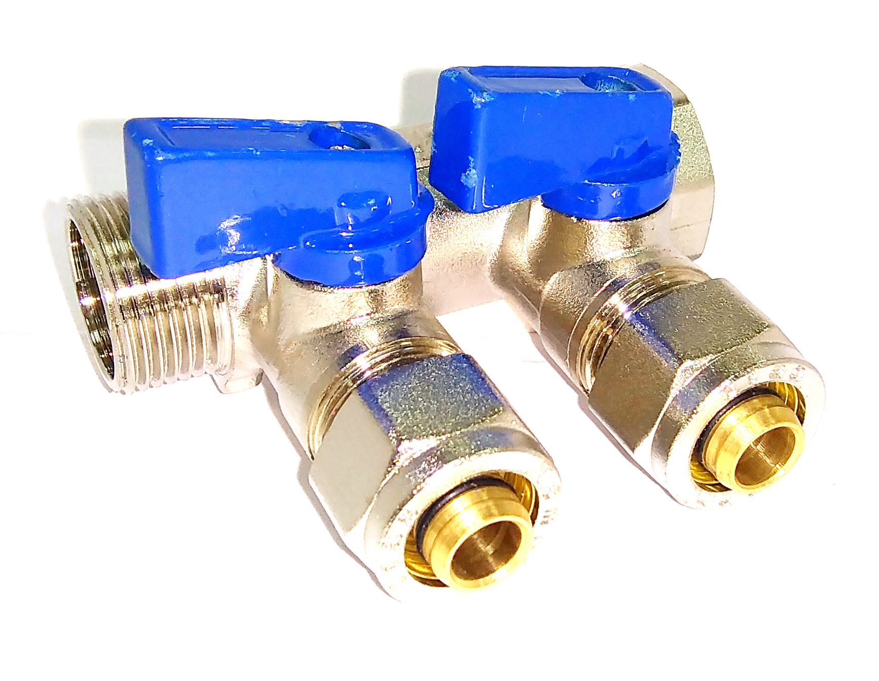 Коллектор D.  3/4" М/П x 16 PEX 2 выхода (с задвижками) HS