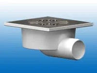 Sifon de pardoseala PP D. 50 х 90° orizontal (alb) cu grila inox (150 x 150 mm) SC