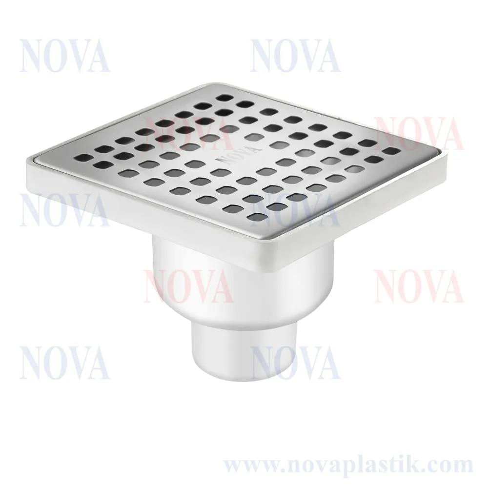 Sifon de pardoseala PP D. 50 vertical (alb) (150 x 150 mm) AL 5036