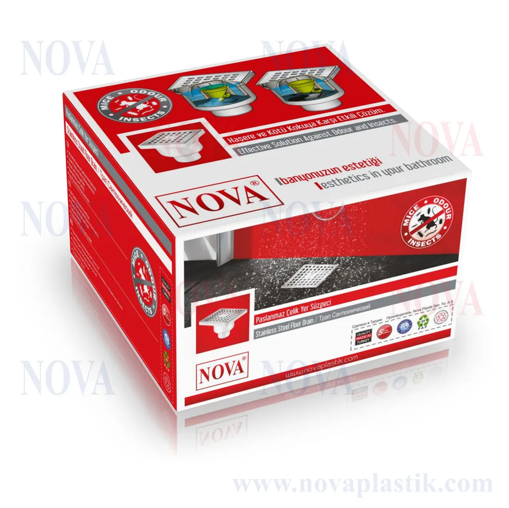 Sifon de pardoseala PP D. 50 vertical (alb) (150 x 150 mm) AL 5036