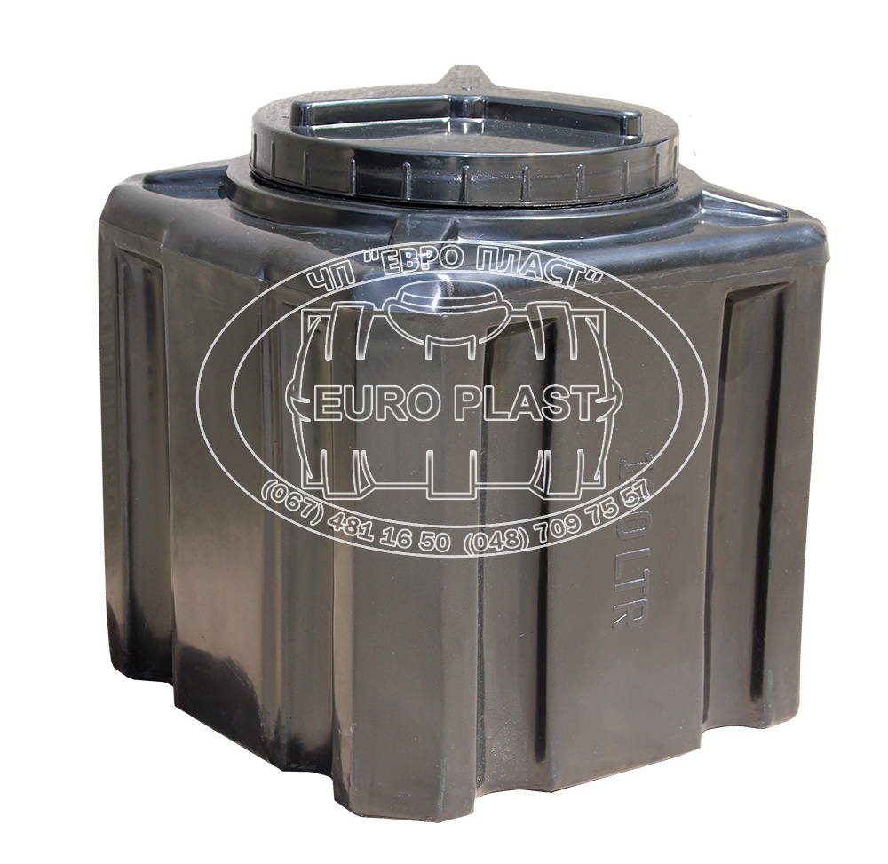 Емкость  100 л квадратная (черная) + штуцер D. 1/2" 49x49x57 см