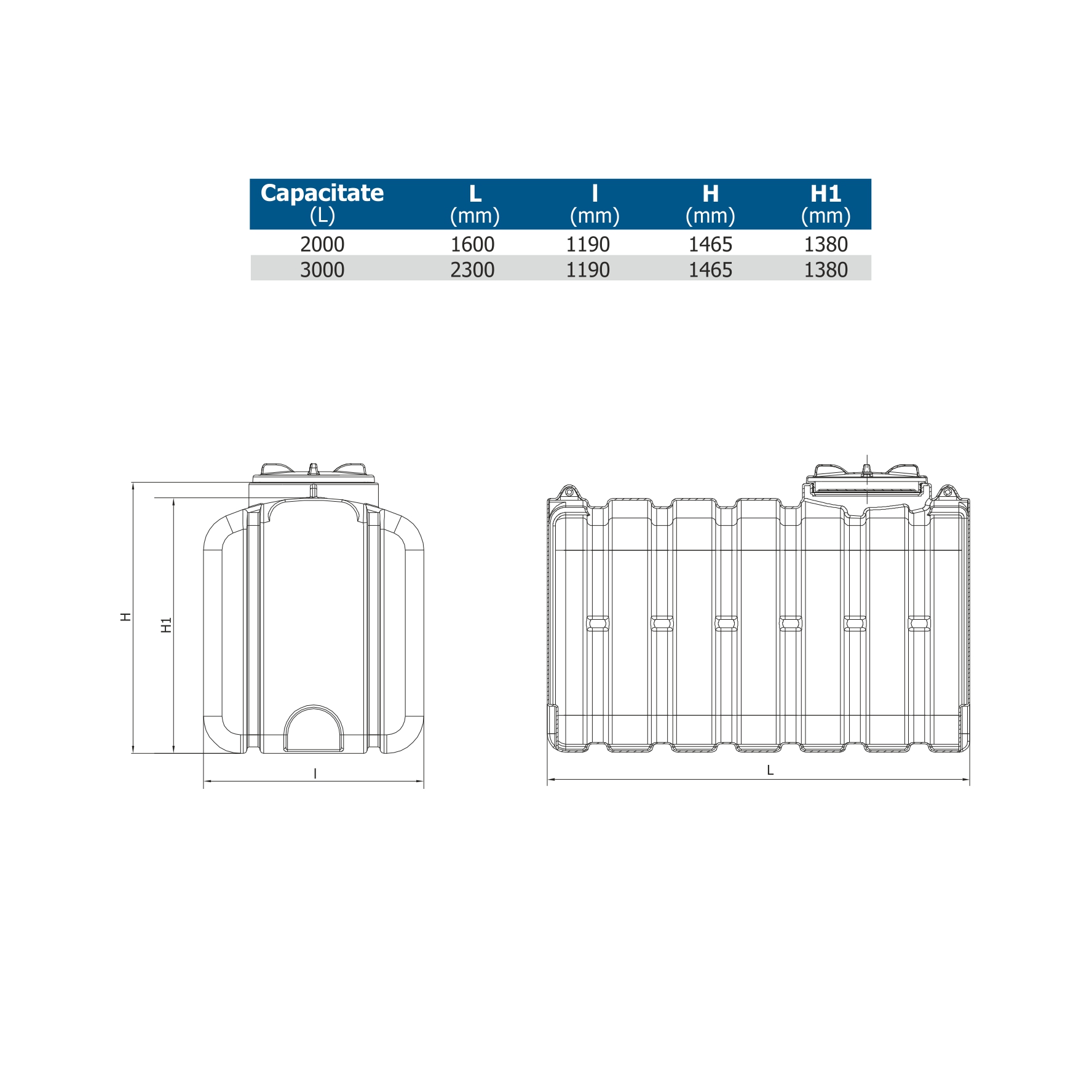 Подземный резервуар  2000 л (для хранения жидкостей) L=1.6 м H=1.465 м I=1.19 м без крышки  TP  СНЯТ
