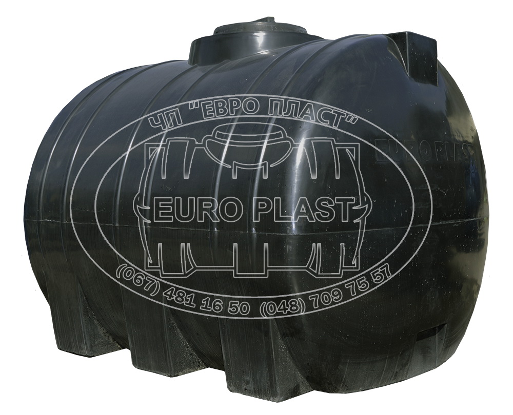 Rezervor apa 3000 L orizontal, oval (negru) cu stut D. 1" 189x148x152 cm