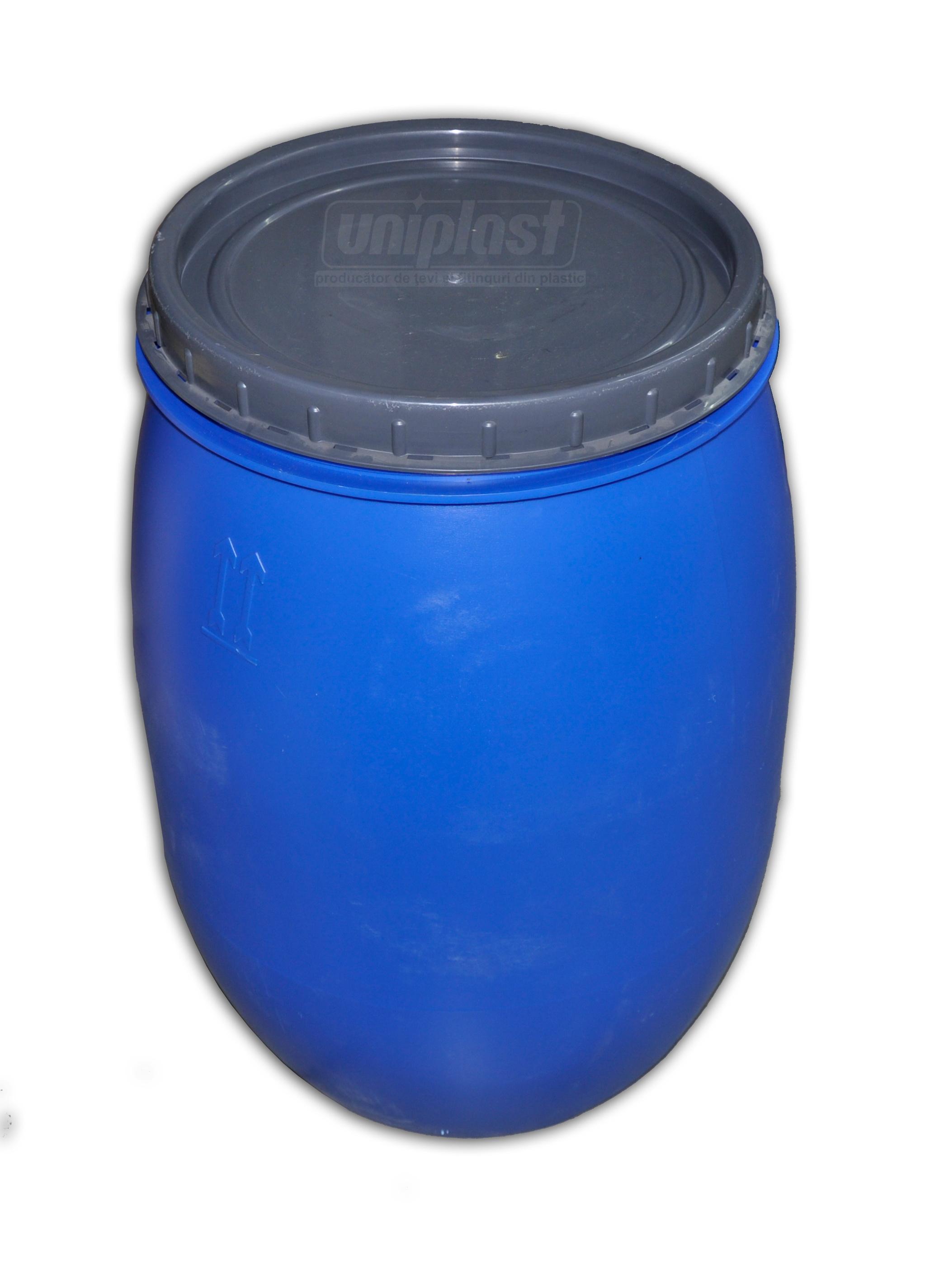 Bidon plastic cu capac 130 L (albastru) H=0.79 m/W=0.49 m