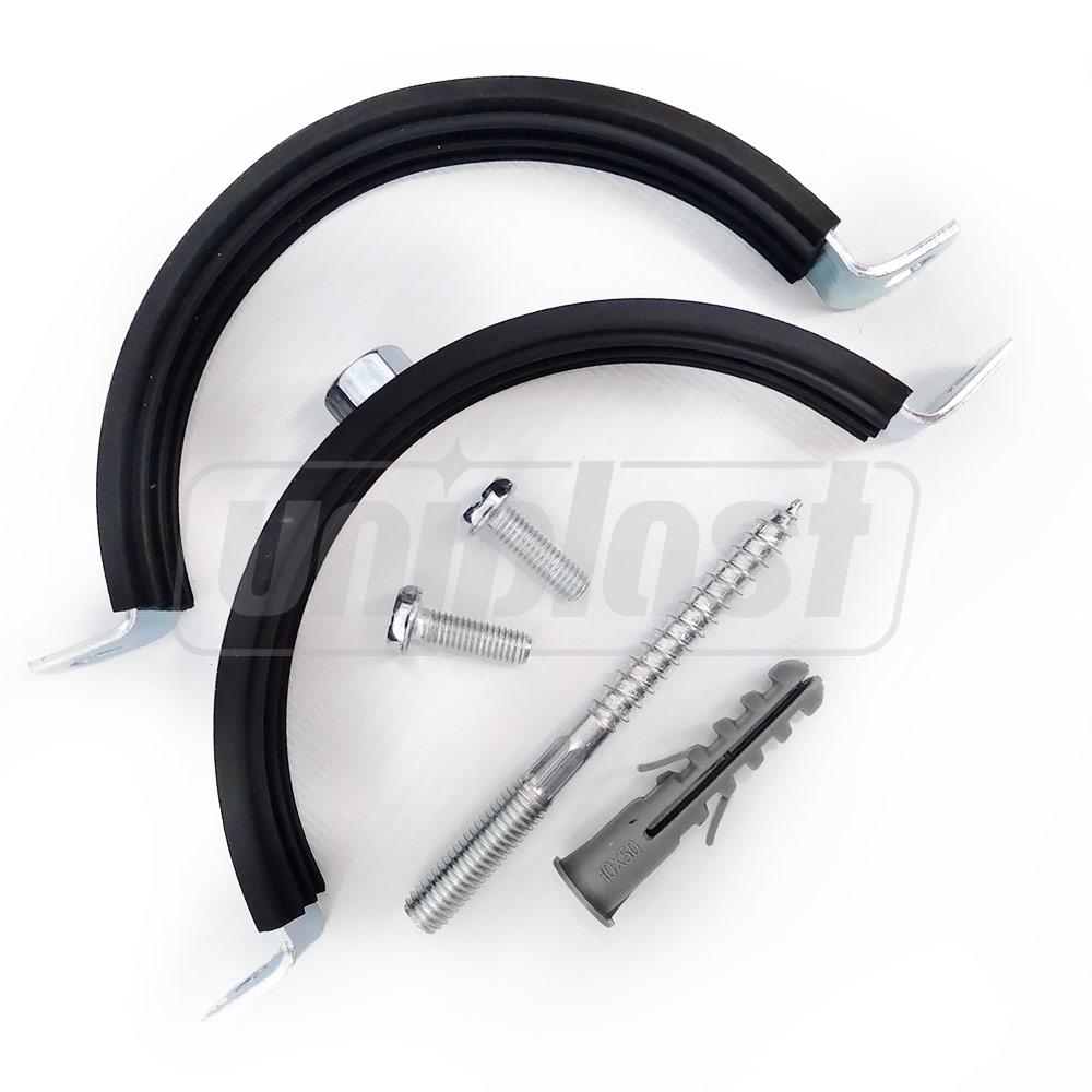 Colier metalic pentru teava cu garnitura din cauciuc si diblu (set) D.110 mm - 4" (107-112 mm) M8 K