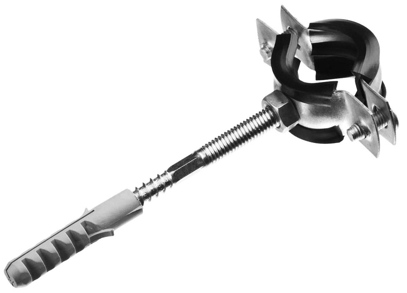 Colier metalic pentru teava cu garnitura din cauciuc si diblu (set) D. 25 mm - 1" (32-36 mm) M8 K