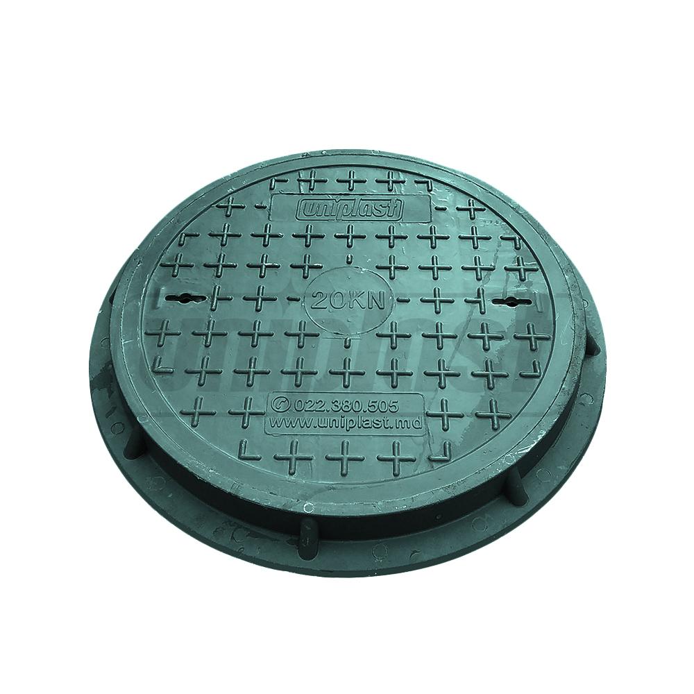 Capac canalizare cu rama D.500 / 2 t (verde) (pentru zone pietonale/gradina) (560x55 mm, 17 kg)