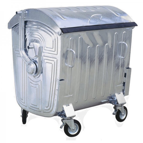 Бак мусорный 1100 л оцинкованный на колесах (2.0 мм) TR