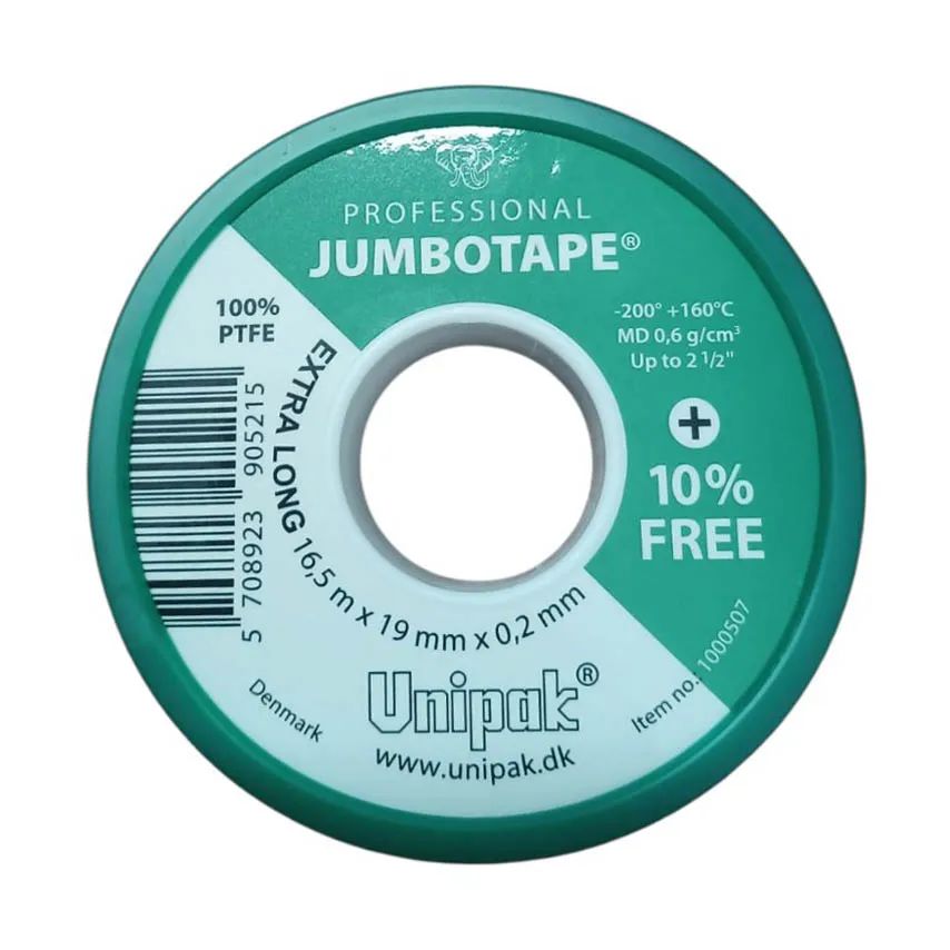 Banda teflon 19 mm x 16.5 m x 0.2  Jumbotape  Profesional  UNIPAK