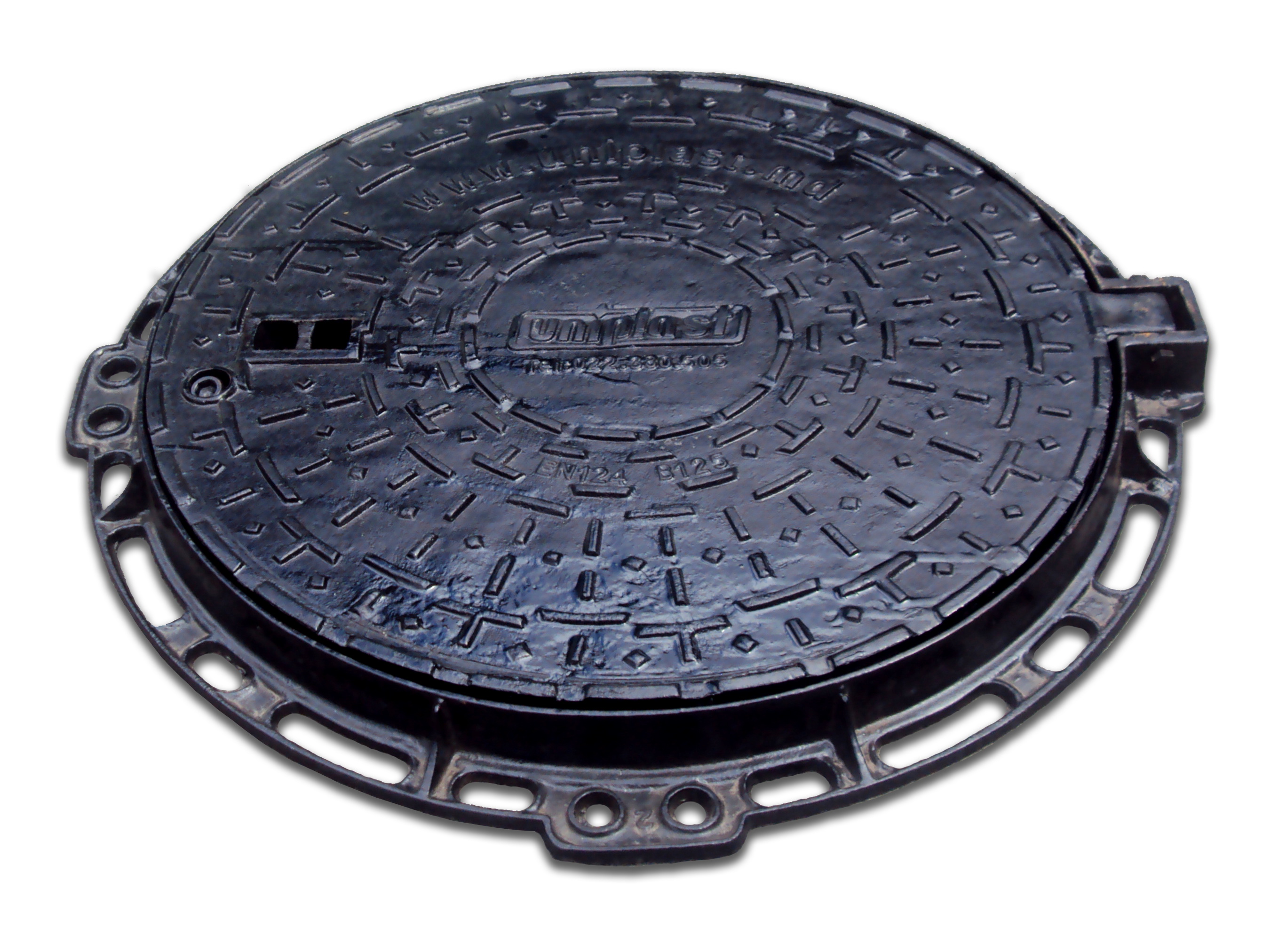 Люк чугунный D.600 EN-124 B125 25 кг с замком N (585x700x45 мм)