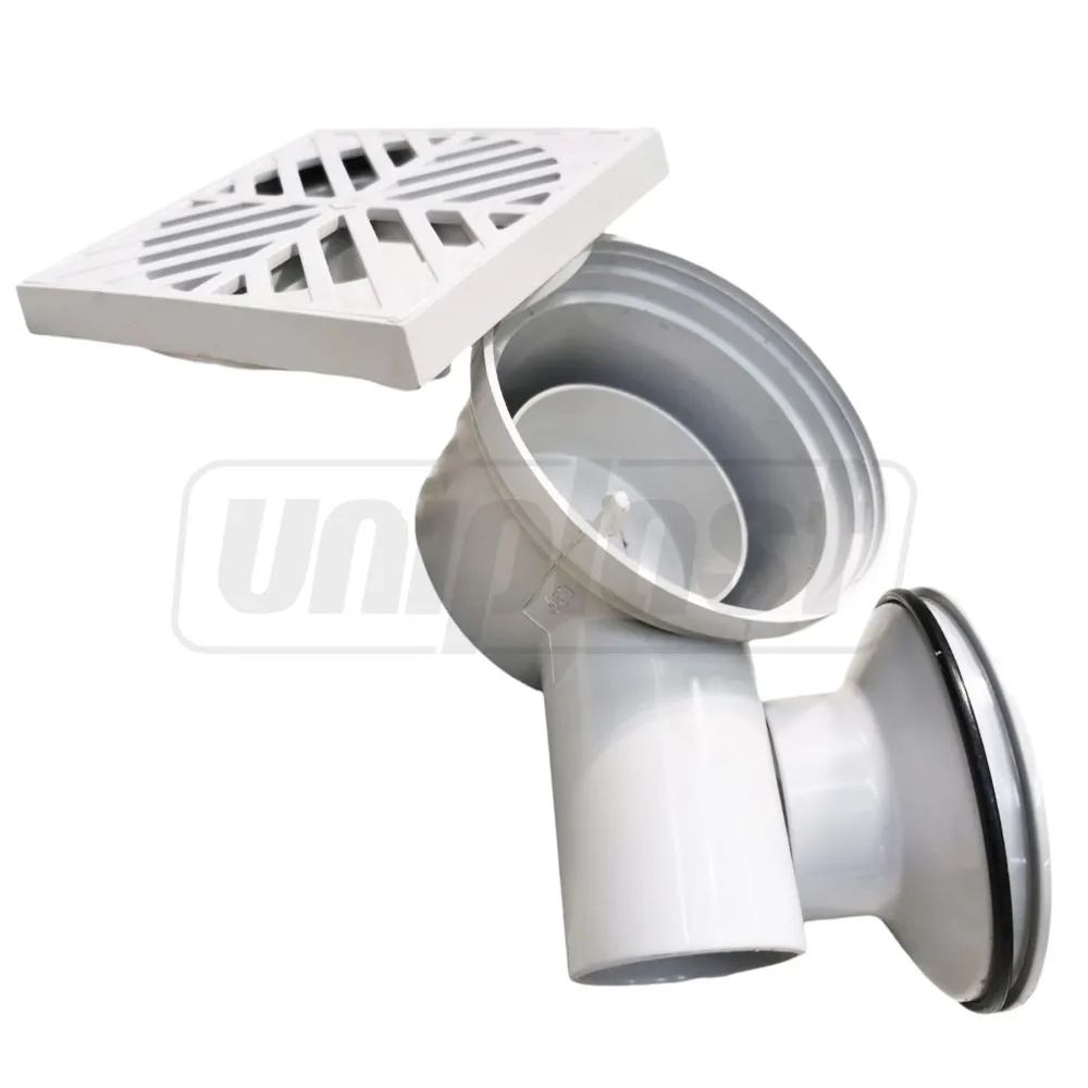 Трап ПВХ D. 50 х 90° горизонтальный (серый) (110 x 110 x 80 мм) (Сифон)  CL