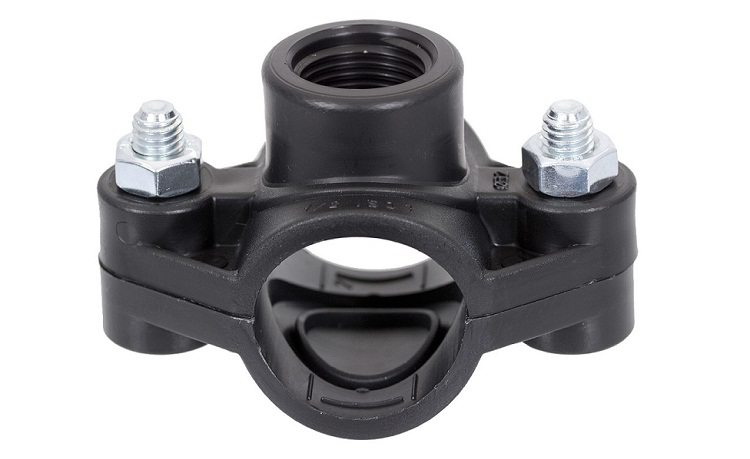 Piesa bransare teava PEHD D. 50 x 3/4" / 12.5 A cu 2 suruburi SAB