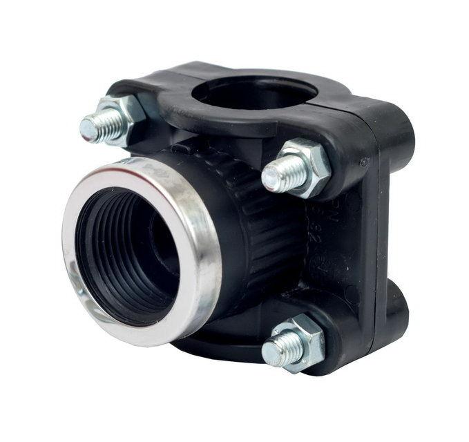 Piesa bransare teava PEHD D. 90 x 3/4" / 16 A cu 4 suruburi, cu inel SAB