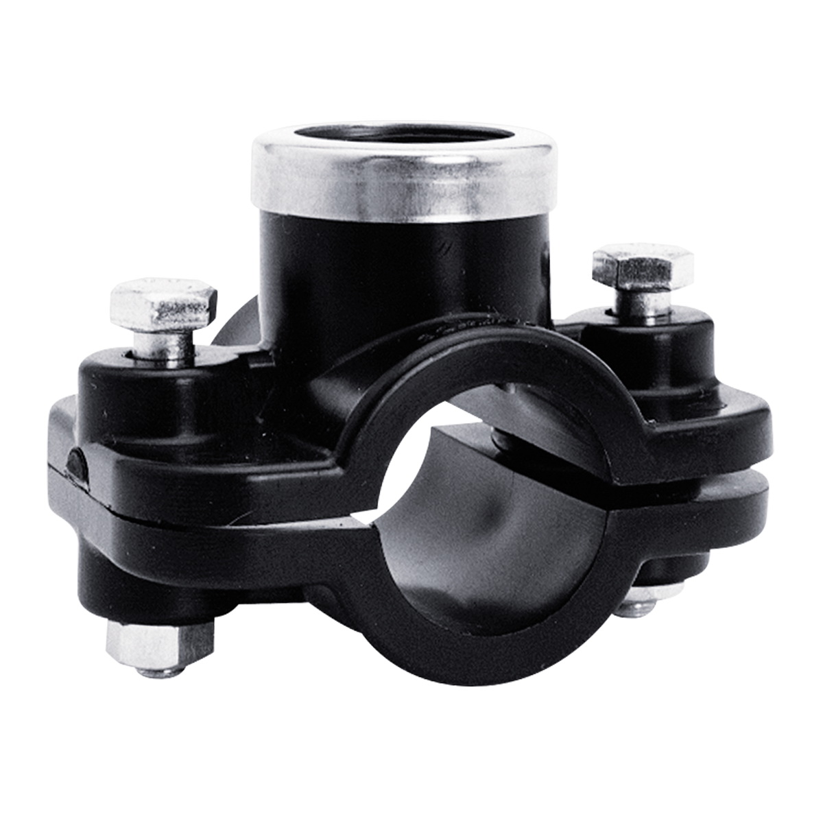 Piesa bransare teava PEHD D.125 x 1.1/2" / 16 A cu 6 suruburi, cu inel SAB