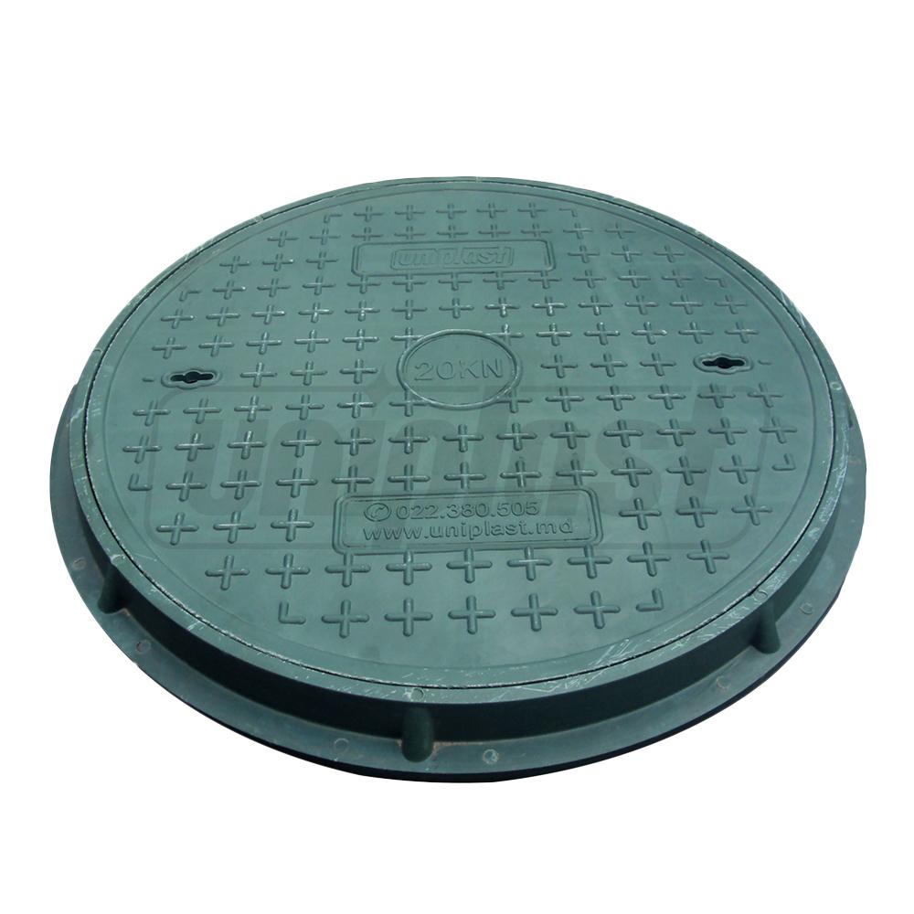 Capac canalizare cu rama D.700x30 / 2 t (verde) (pentru zone pietonale/gradina) (760x45 mm, 25 kg)
