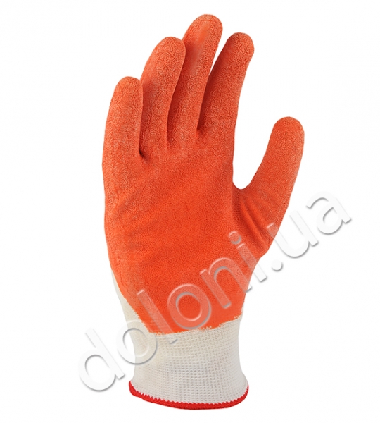 Manusi protectie bumbac cauciucate (alb/portocaliu) 450