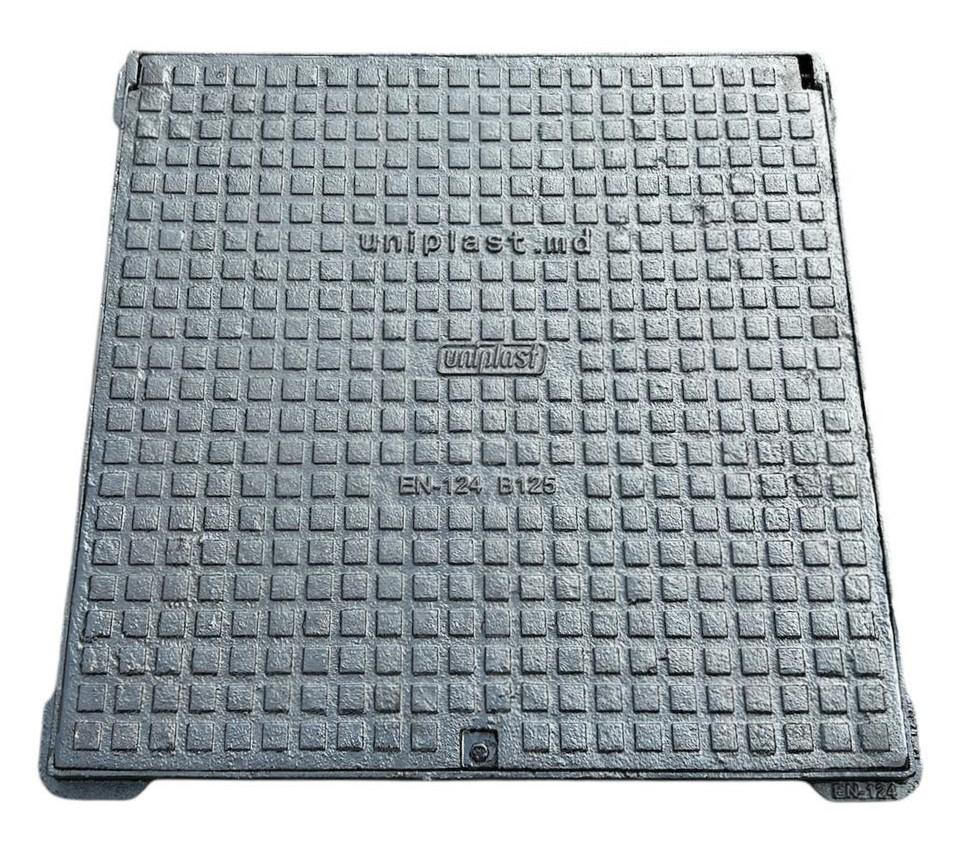 Capac cu rama patrata din fonta 700x700 mm EN124 B125 (730 x 730 mm, H=37 mm)