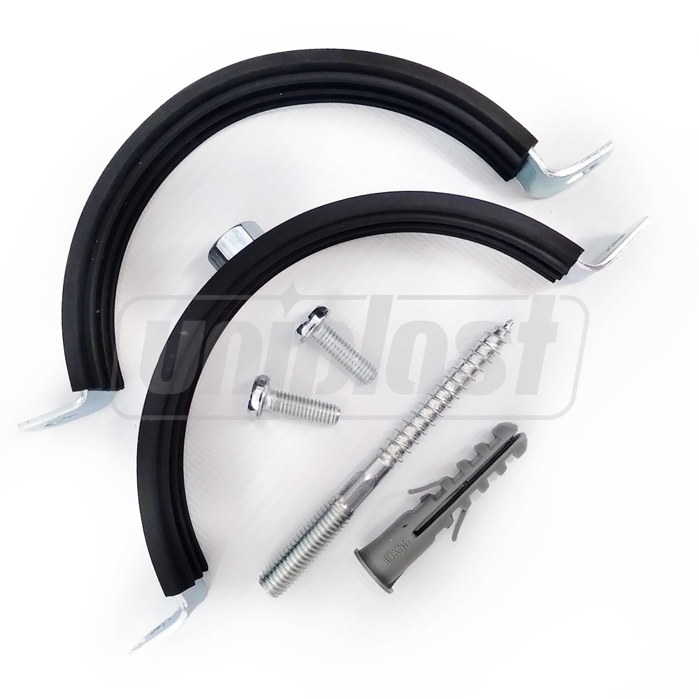 Colier metalic pentru teava cu garnitura din cauciuc si diblu (set) D.160 mm - 6" (155-165 mm) M8 K