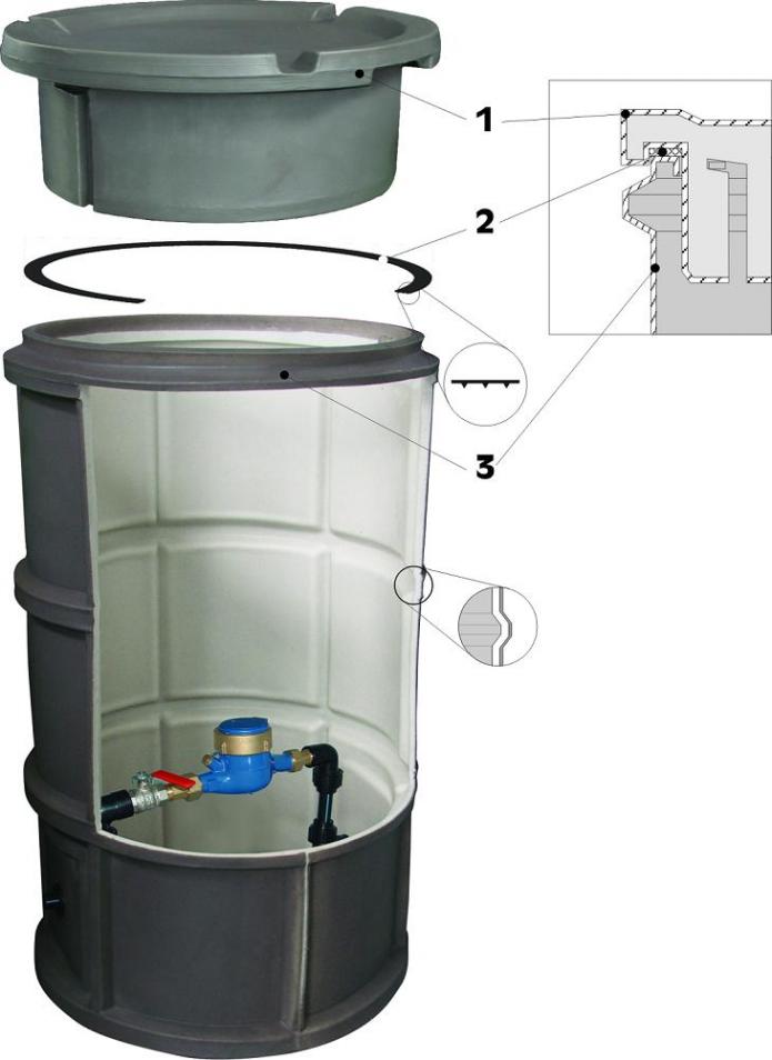 Camin PE Apometru D. 500 H=1160 mm cu capac (H=90 mm) izolat termic (echipat)  TP