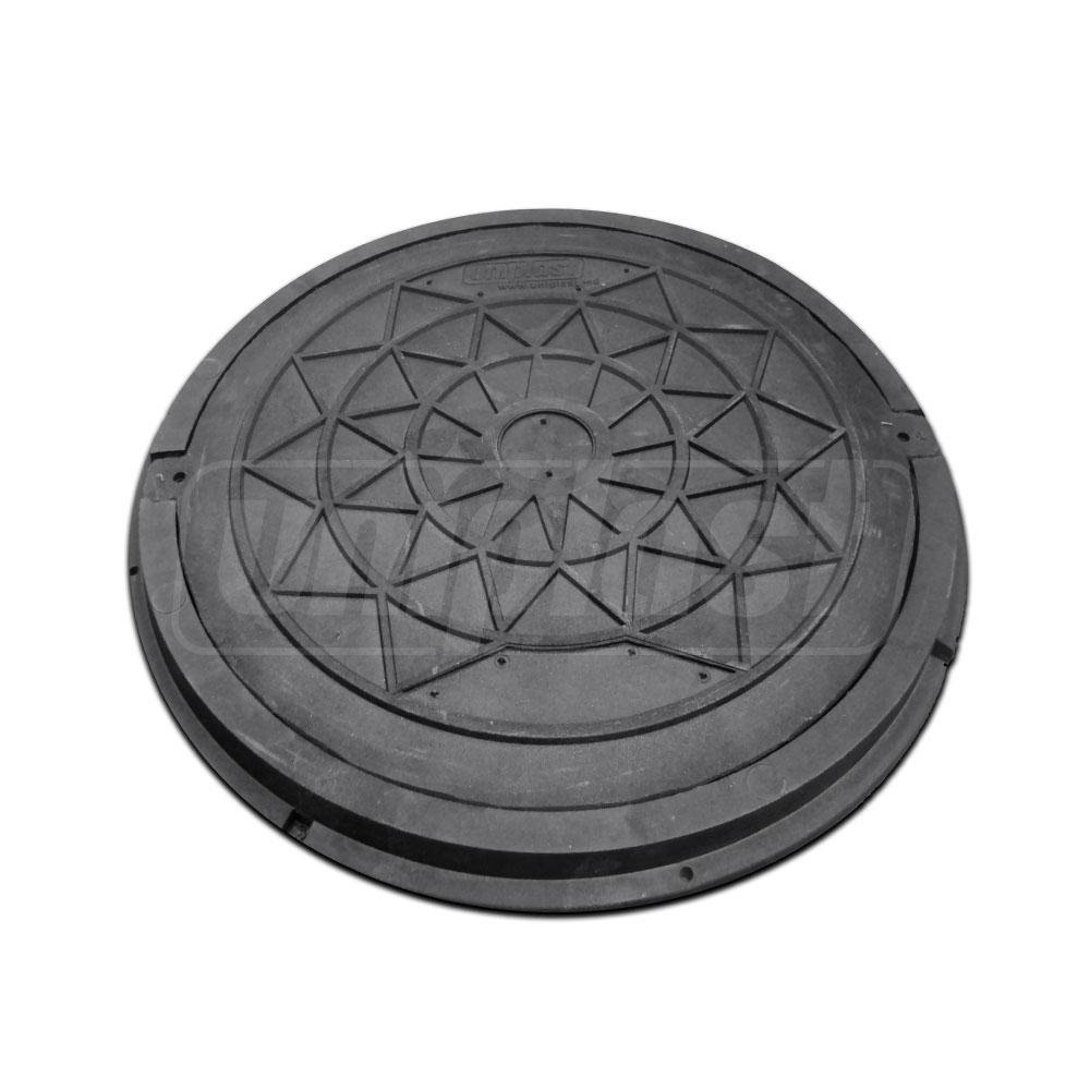 Capac cu rama compozit (nisip+polimer) D.630 (negru) (pentru gradina) 730x50 mm, 25 kg
