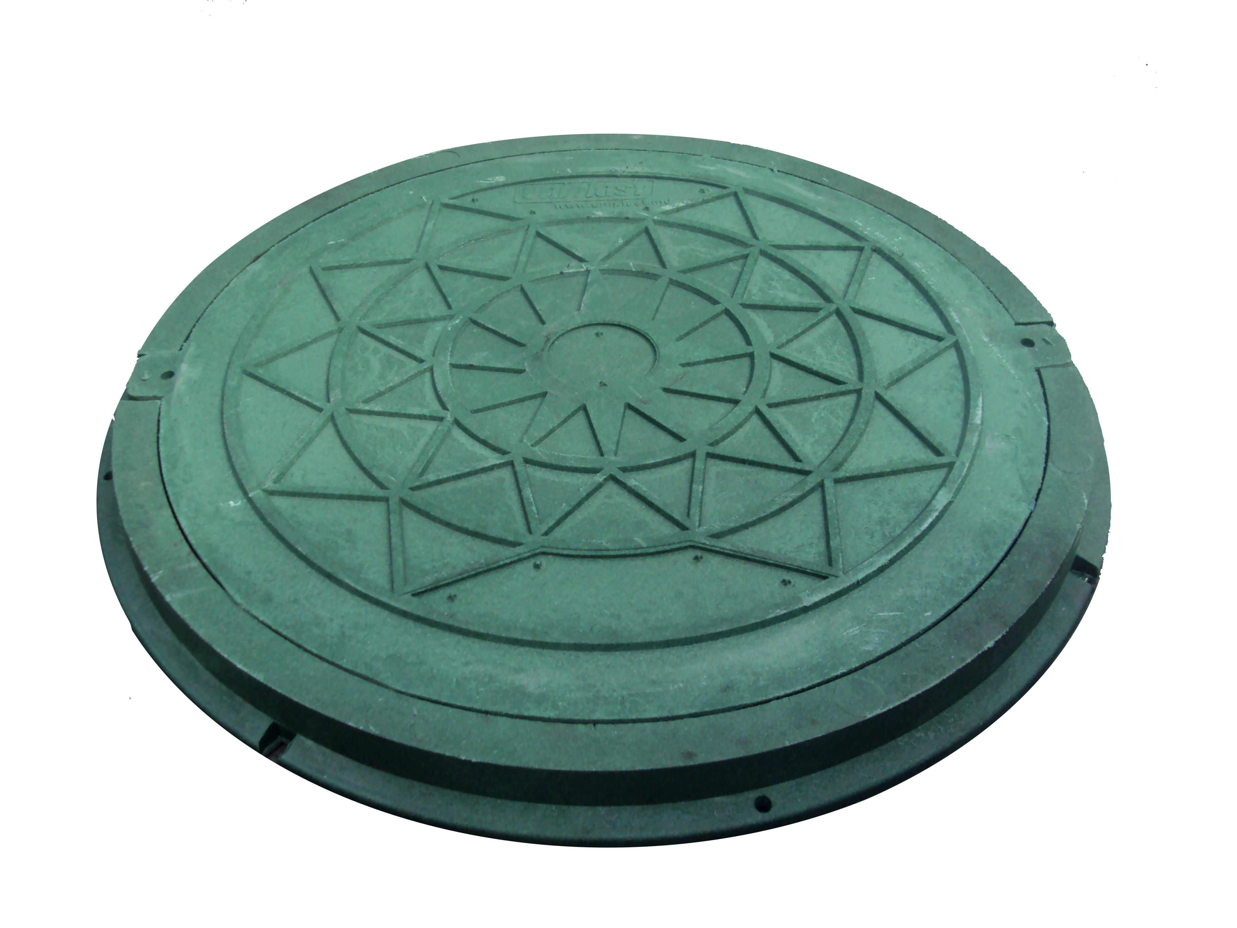 Capac cu rama compozit (nisip+polimer) D.630 (verde) (pentru gradina) 730x50 mm, 25 kg