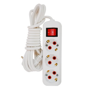 Prelungitor 3 locuri cu pamintare+intrerupator 3m 3x1