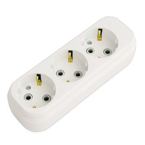 Розетка внешняя с 3 гнездами с заземлением 16A 250V (60/15 шт.) (MGP131)  MAKEL