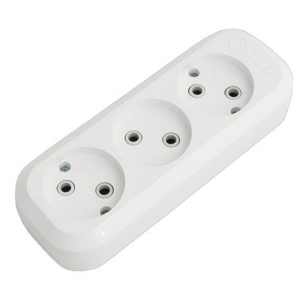Розетка внешняя с 3 гнездами без заземления 10A 250V (80/20 шт.) (MGP121) MAKEL