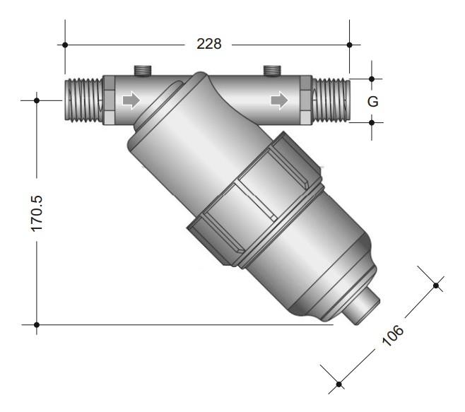 Filtru (Y) D. 1" cu plasa poliester cu dop /alungit  20015-D2T-120