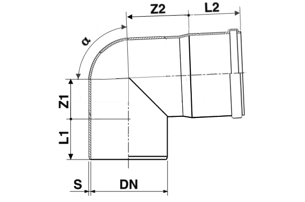 Отвод ПВХ D.250 / 90° (наружный) EL