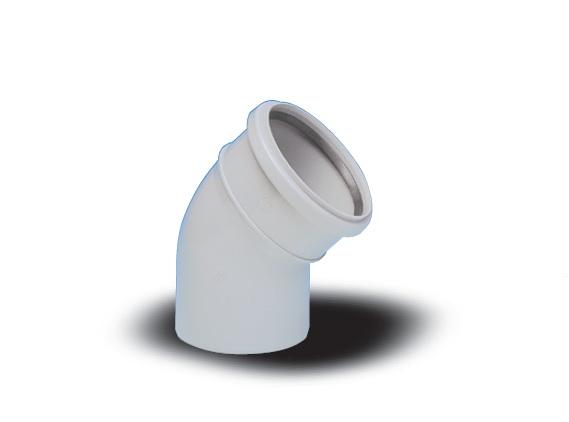 Отвод ПВХ D. 75 / 45° (белый)  EGEPLAST